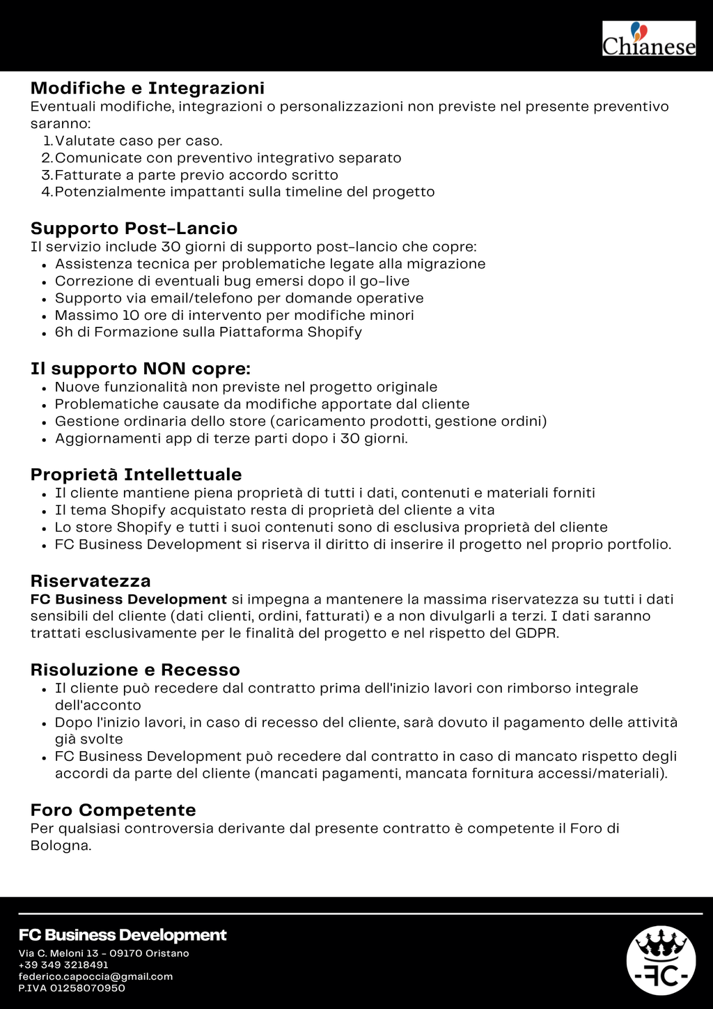 Progetto Migrazione CHIANESE - 50% Fine Lavori